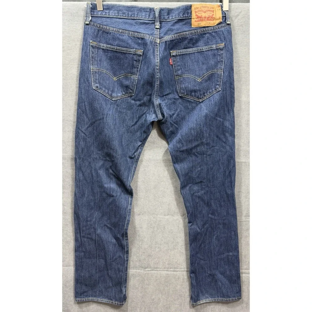 Levi's 501 Jeans Men 36x34 Blue Button Fly Straight Original Dark Wash American